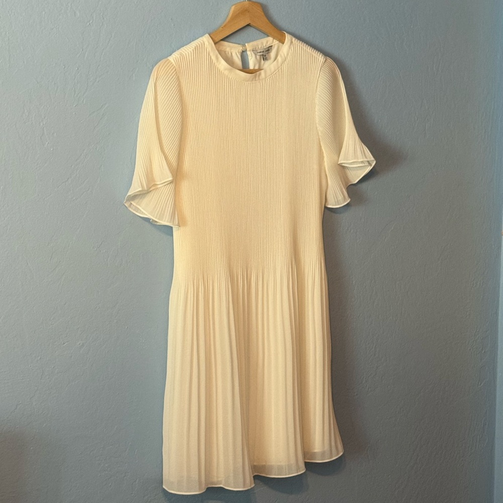 💕 Naked Zebra Cream Pleated Midi Dress with Flutter Sleeves 💕 3/$30 SALE! - Picture 1 of 4